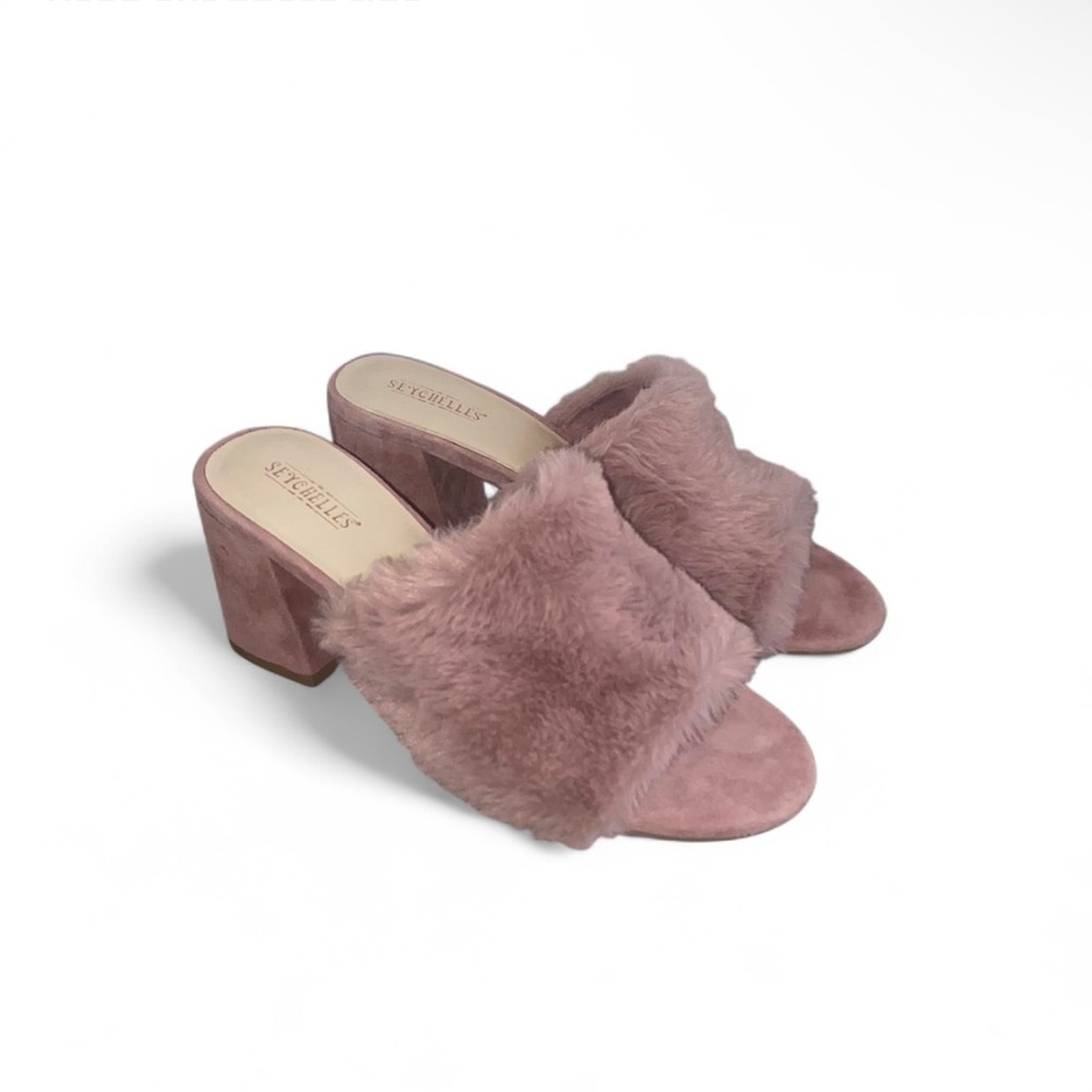 Seychelles Anthropologie Light Pink Suede Fluffy High Heels Size 7